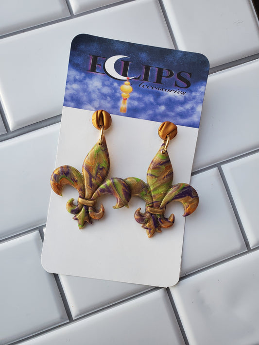 NOLA Fleur-de-lis Earrings - Marble